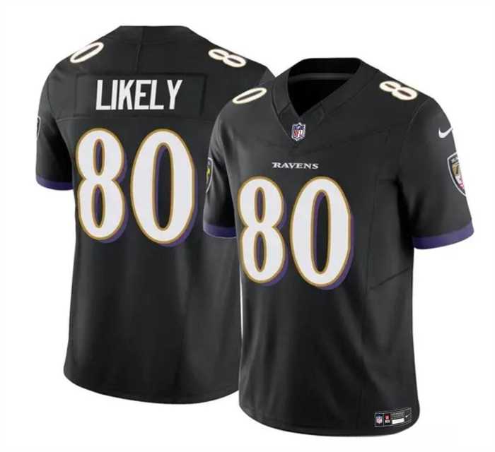 Men & Women & Youth Baltimore Ravens #80 Isaiah Likely Black 2023 F.U.S.E. Vapor Limited Stitched Jersey
